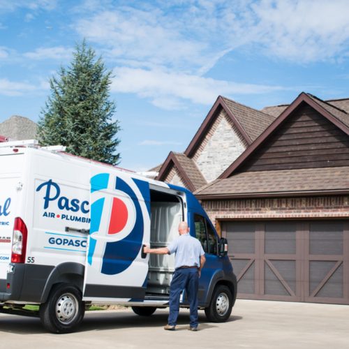 Paschal plumber arriving at front door